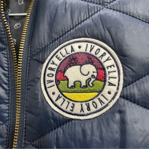 Ivory Ella Quilted Puffer Vest Navy Blue Lightweight Elephant - Small - Picture 3 of 9